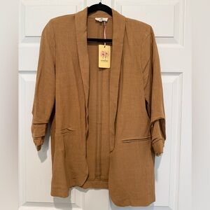 Entro Camel Open Front Blazer Jacket